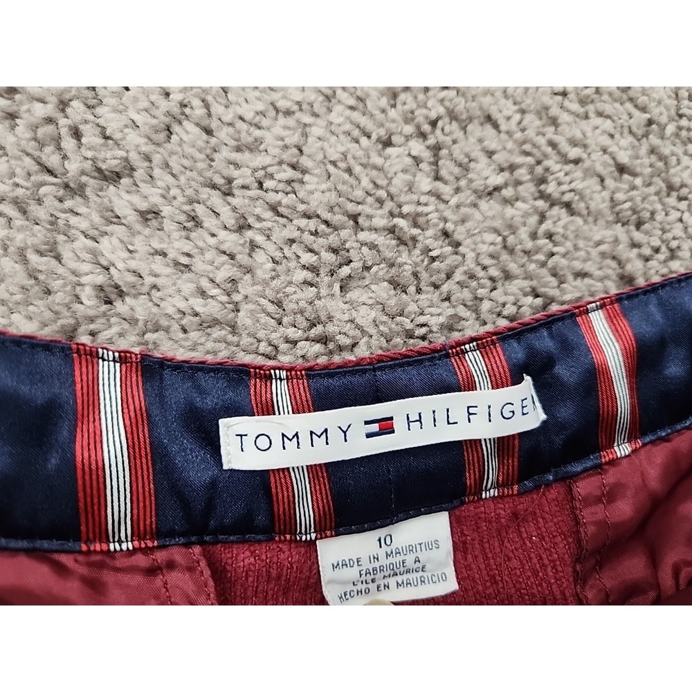 Tommy Hilfiger Pants Womens 10 Burgundy Mid Rise Corduroy Straight Leg Classic - Picture 2 of 8